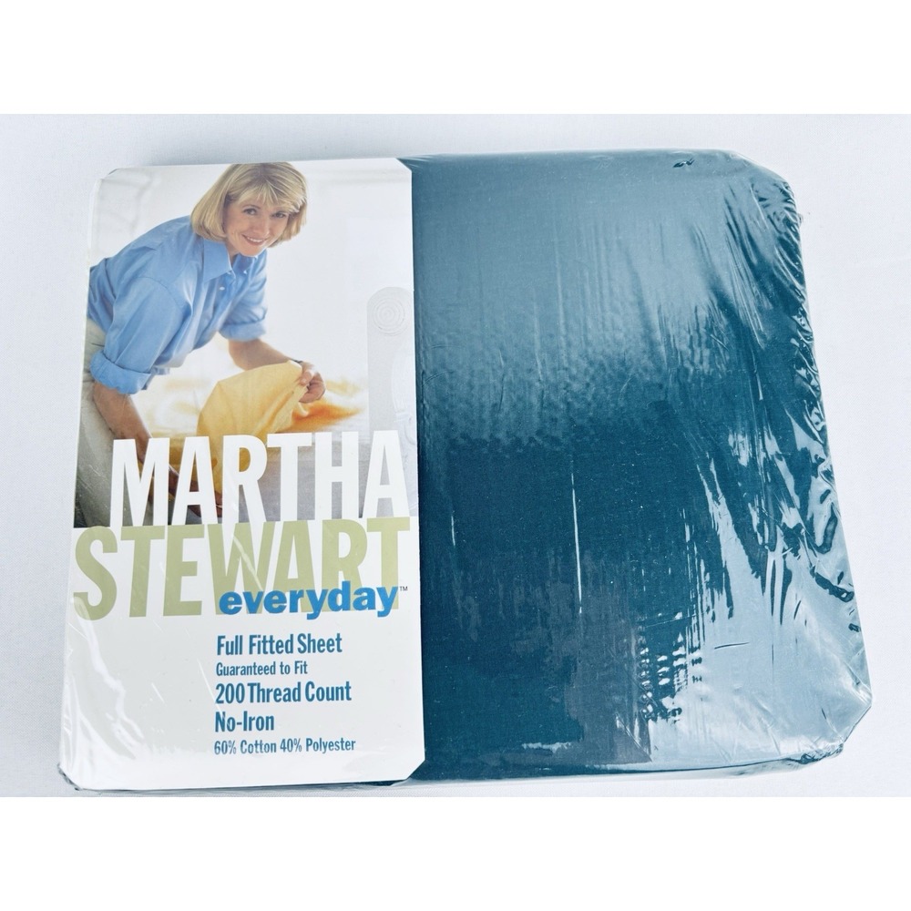 Vintage Martha Stewart Everyday Green Leaf Full Fitted Sheet 1997 NOS